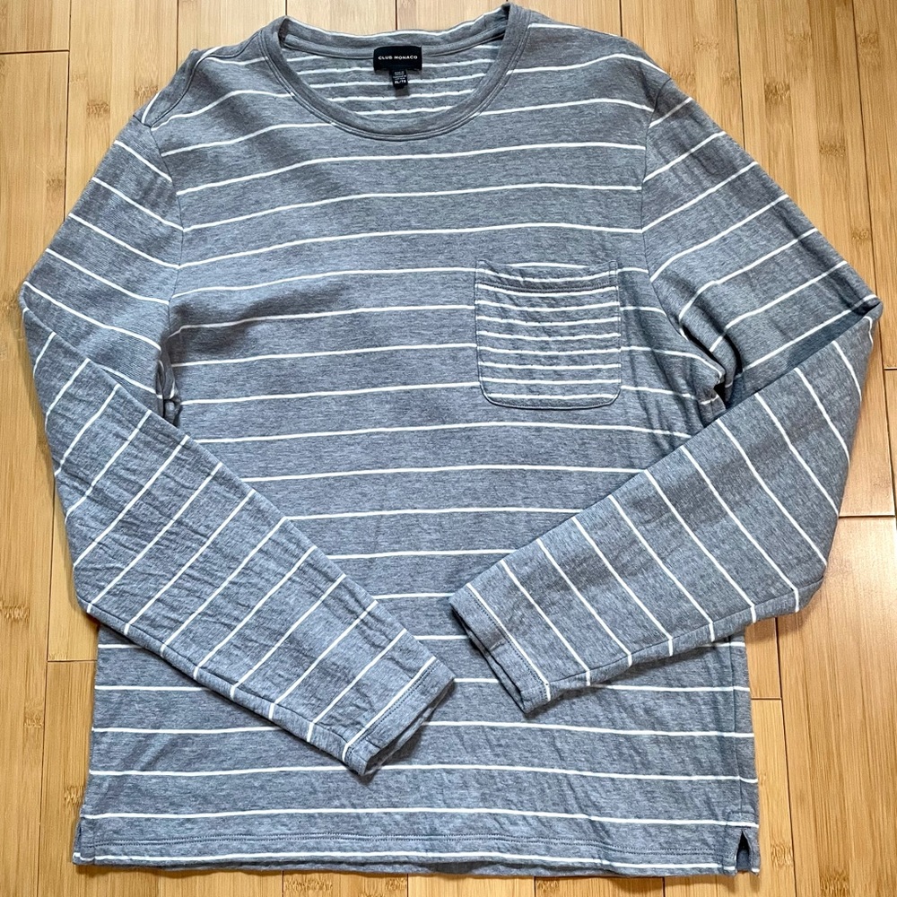Club Monaco Duofold Slim Stripe Pocket T-Shirt XL